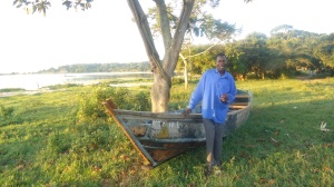 okumu  on his boat